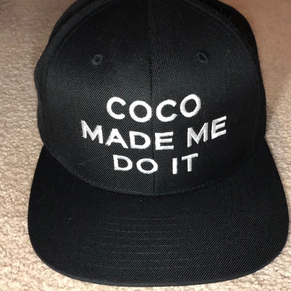 COCO MADE ME DO IT black snap back hat 🧢